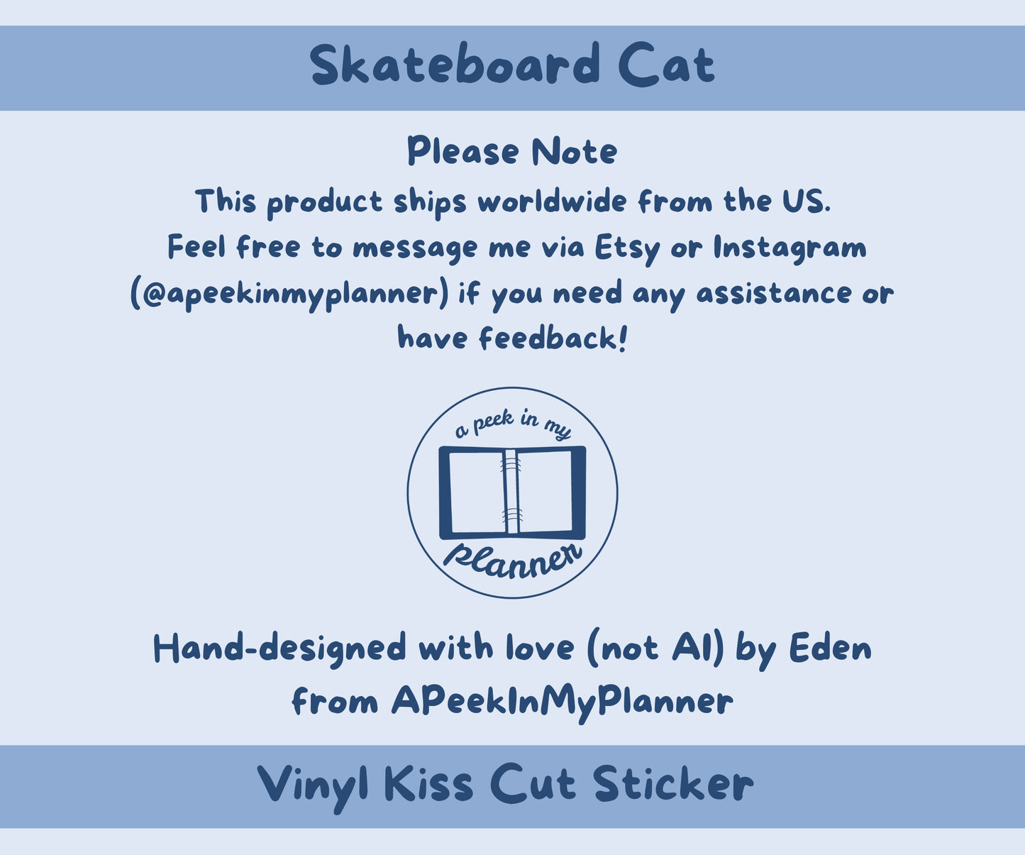 Skateboarding Cat Vinyl Kiss-Cut Sticker