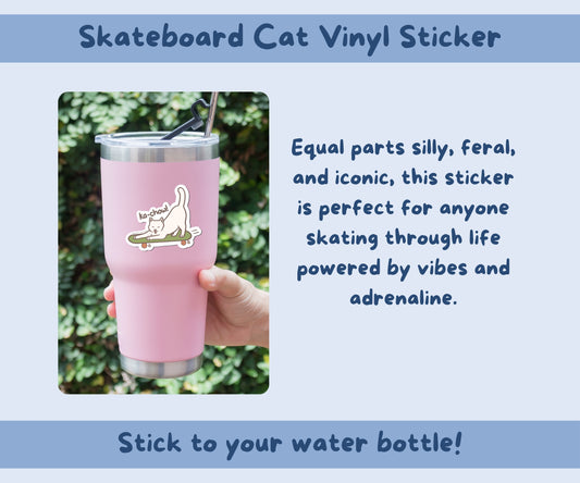 Skateboarding Cat Vinyl Kiss-Cut Sticker