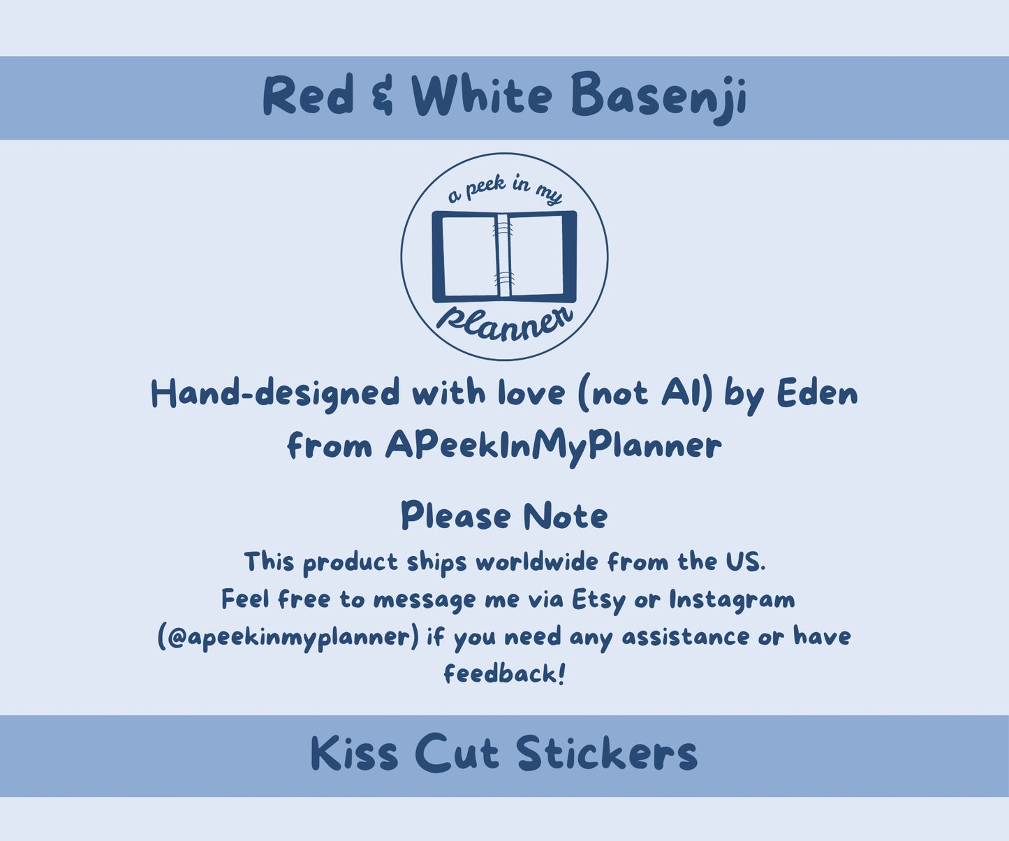 Basenji Sticker Sheet | Red & White Basenji Dog Kiss-Cut Stickers
