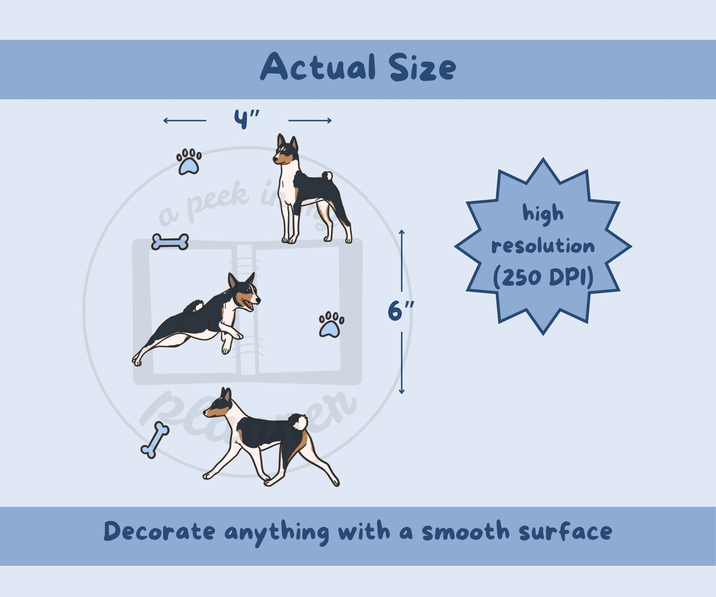 Basenji Sticker Sheet | Tricolour Basenji Dog Kiss-Cut Stickers