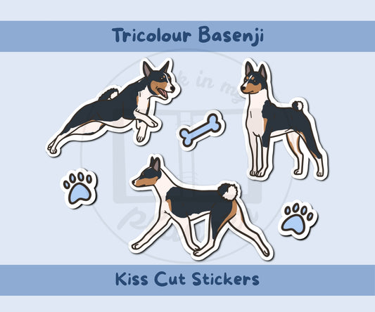 Basenji Sticker Sheet | Tricolour Basenji Dog Kiss-Cut Stickers