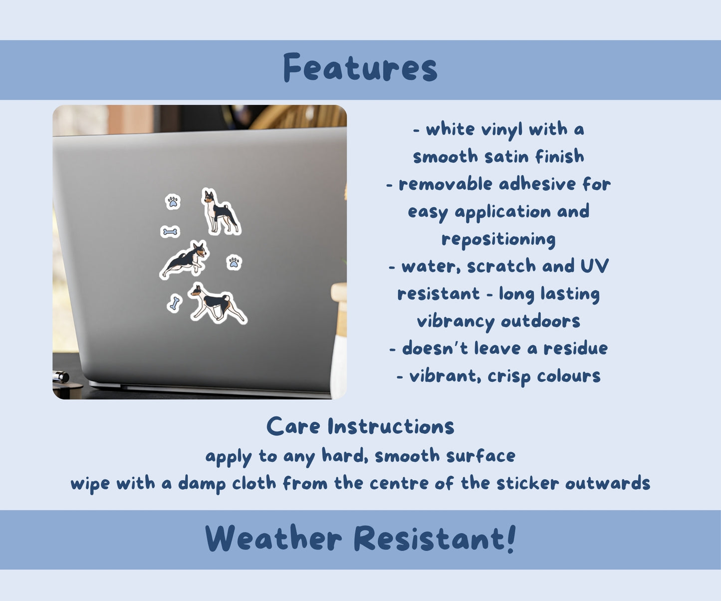 Basenji Sticker Sheet | Tricolour Basenji Dog Kiss-Cut Stickers