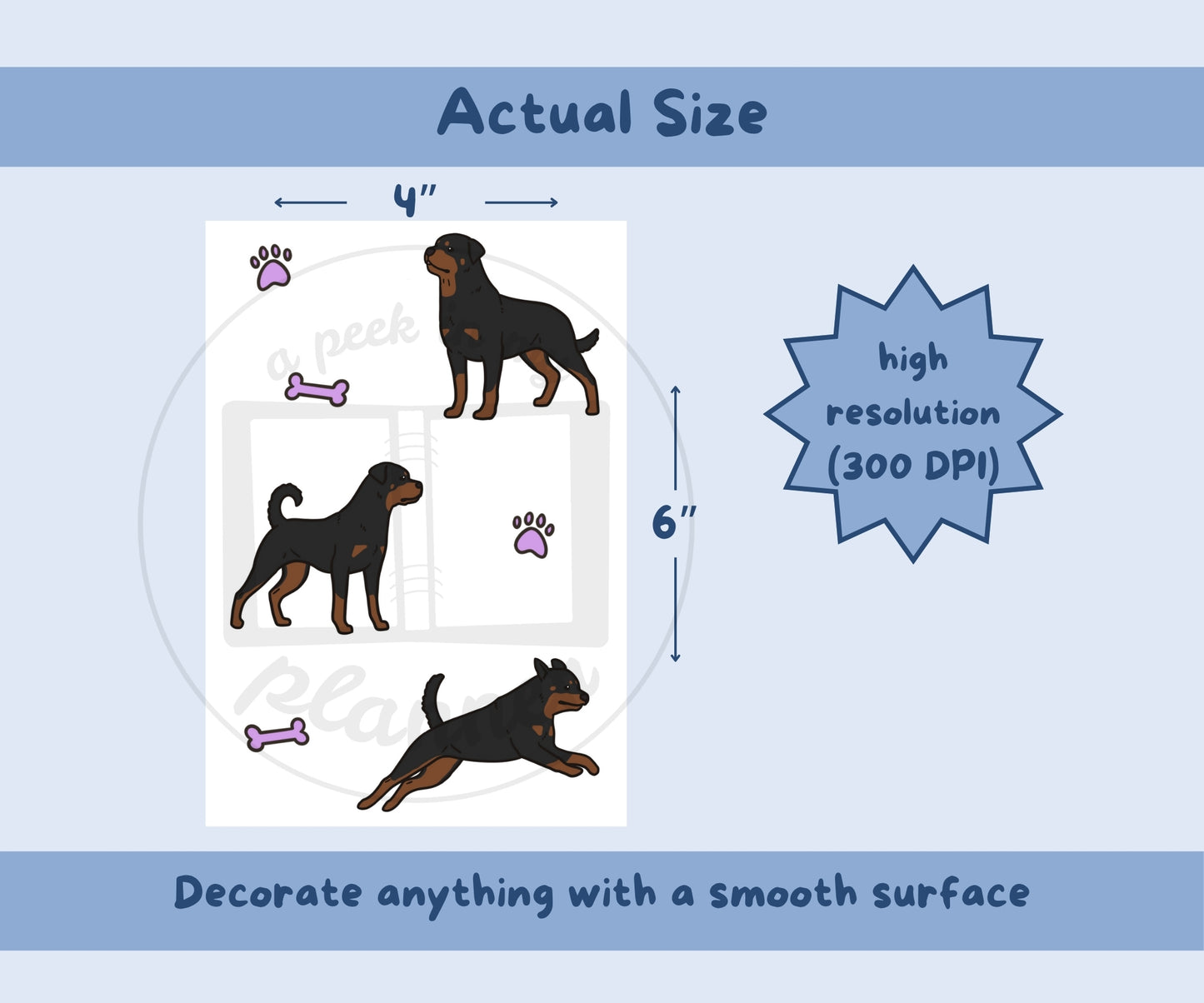 Rottweiler Sticker Sheet | Rottweiler Dog Kiss-Cut Stickers
