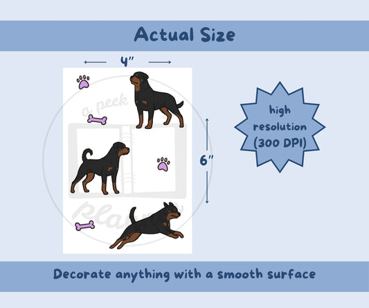 Rottweiler Sticker Sheet | Rottweiler Dog Kiss-Cut Stickers