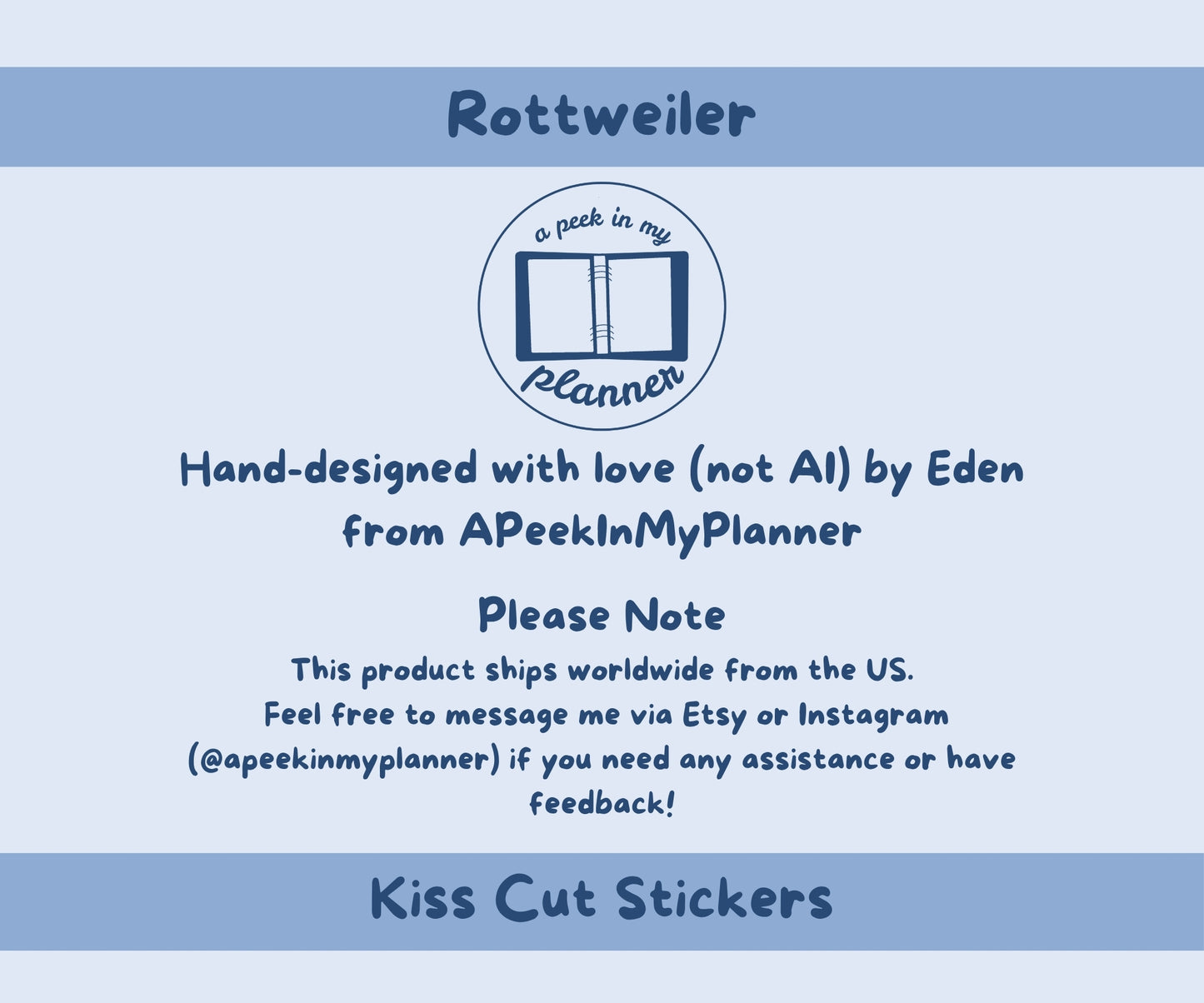 Rottweiler Sticker Sheet | Rottweiler Dog Kiss-Cut Stickers