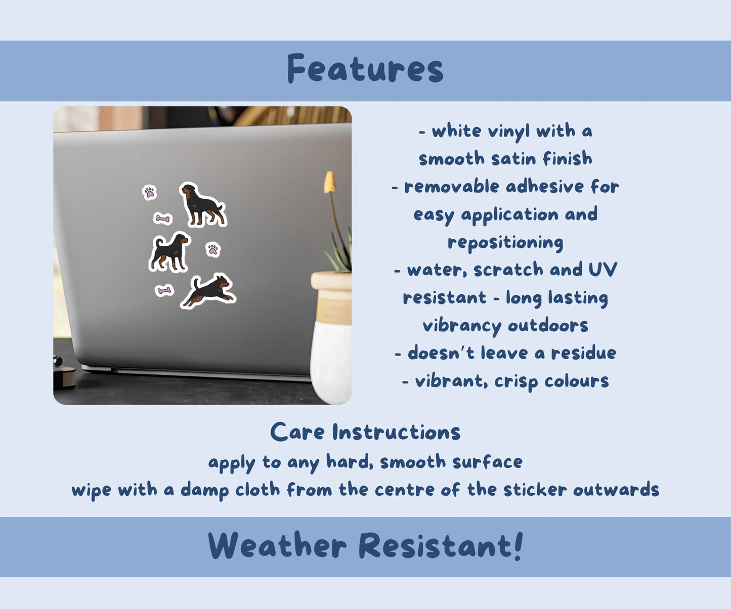 Rottweiler Sticker Sheet | Rottweiler Dog Kiss-Cut Stickers