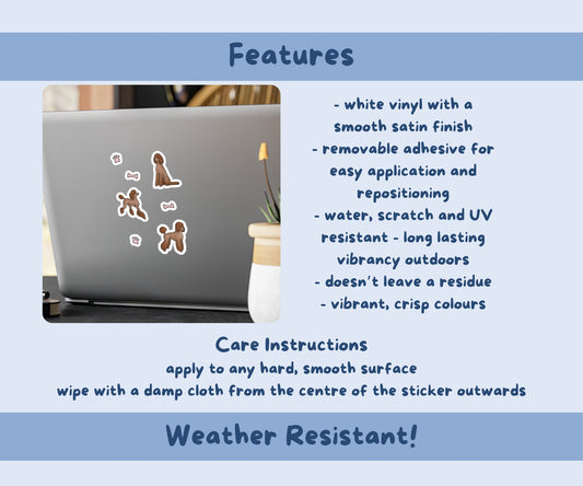 Red Poodle Sticker Sheet | Poodle Dog Kiss-Cut Stickers