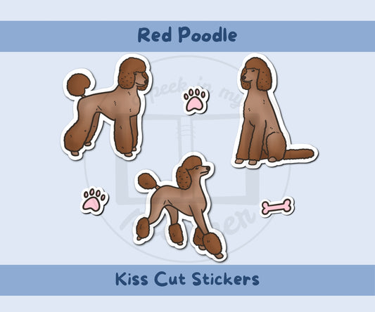 Red Poodle Sticker Sheet | Poodle Dog Kiss-Cut Stickers