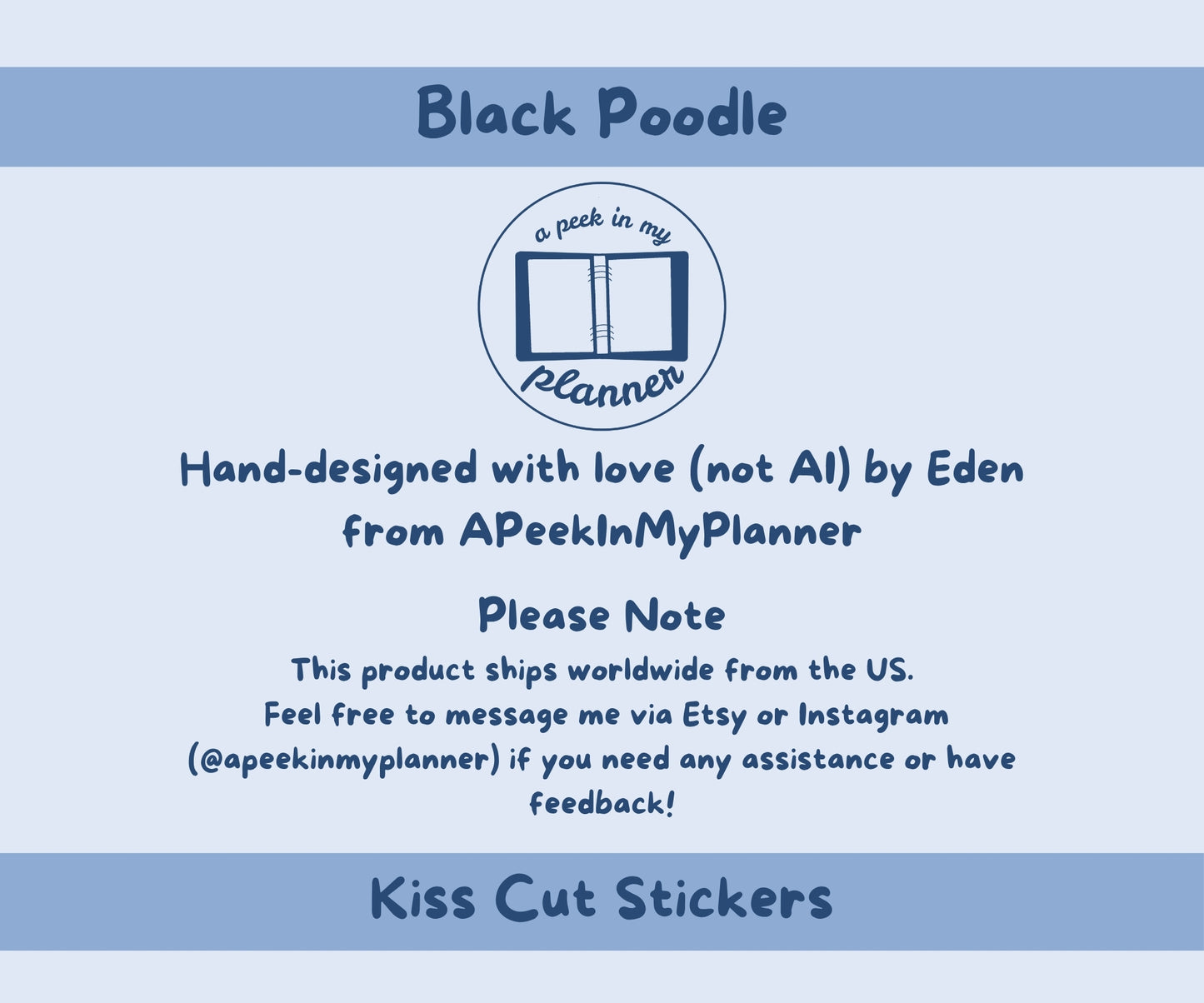 Black Poodle Sticker Sheet | Poodle Dog Kiss-Cut Stickers