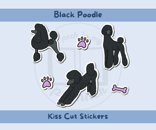 Black Poodle Sticker Sheet | Poodle Dog Kiss-Cut Stickers