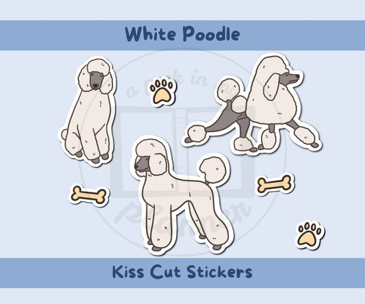 White Poodle Sticker Sheet | Poodle Dog Kiss-Cut Stickers