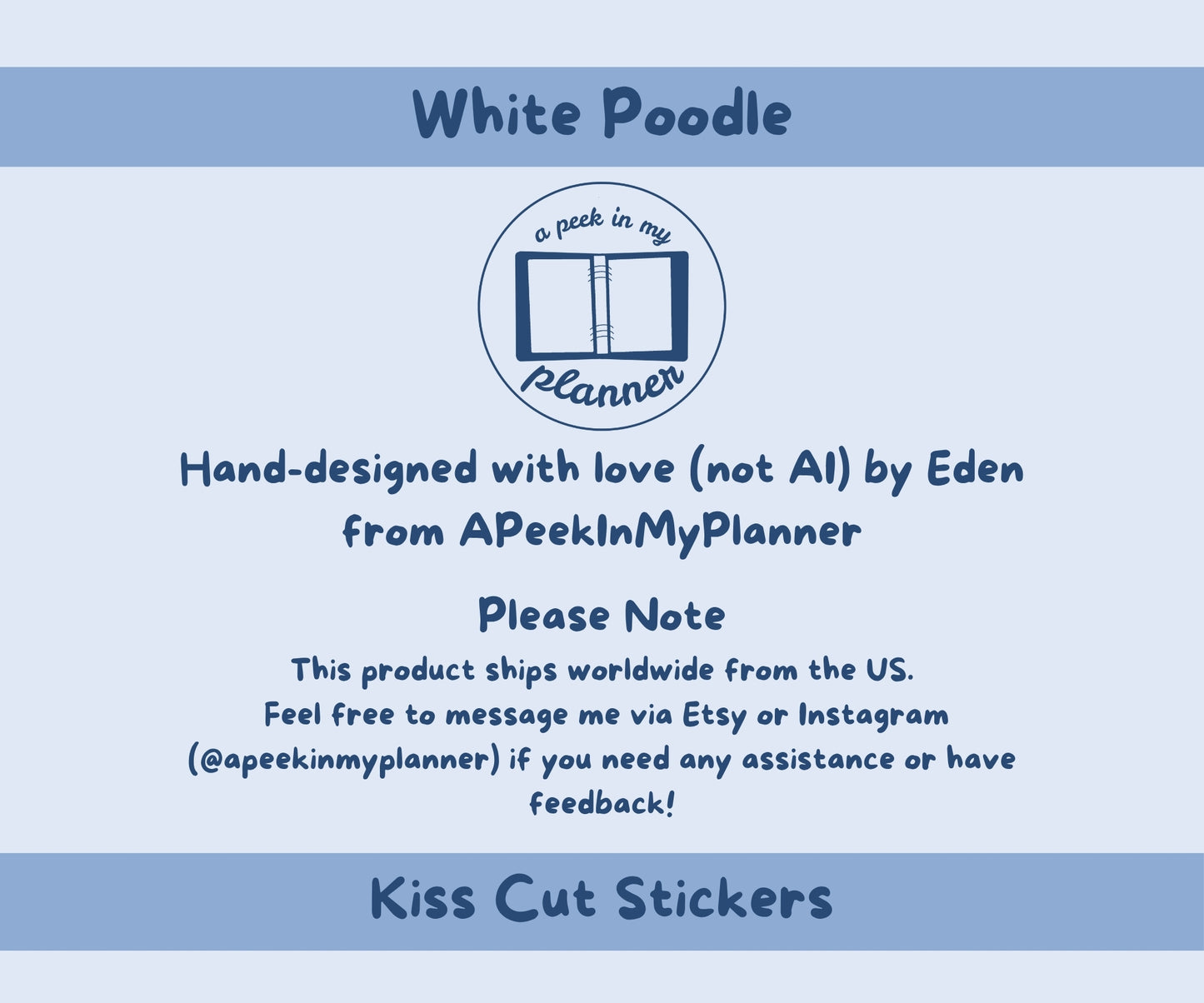 White Poodle Sticker Sheet | Poodle Dog Kiss-Cut Stickers