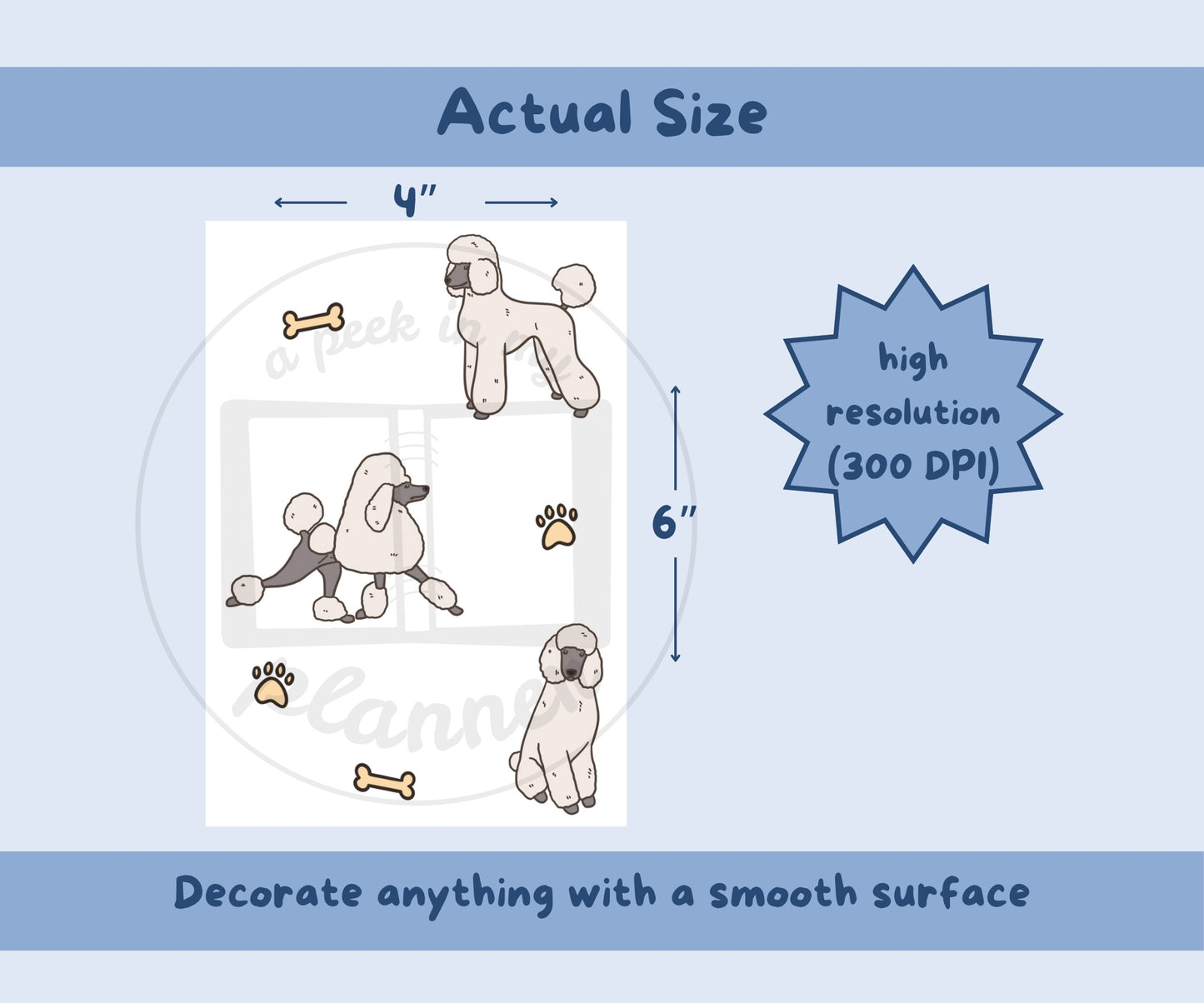 White Poodle Sticker Sheet | Poodle Dog Kiss-Cut Stickers