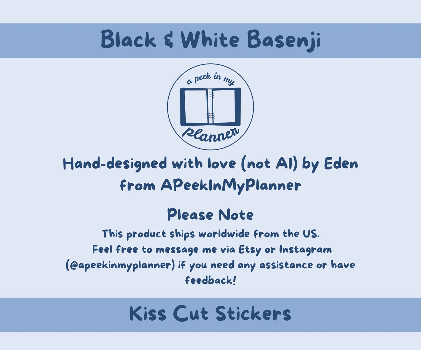Basenji Sticker Sheet | Black & White Basenji Dog Kiss-Cut Stickers