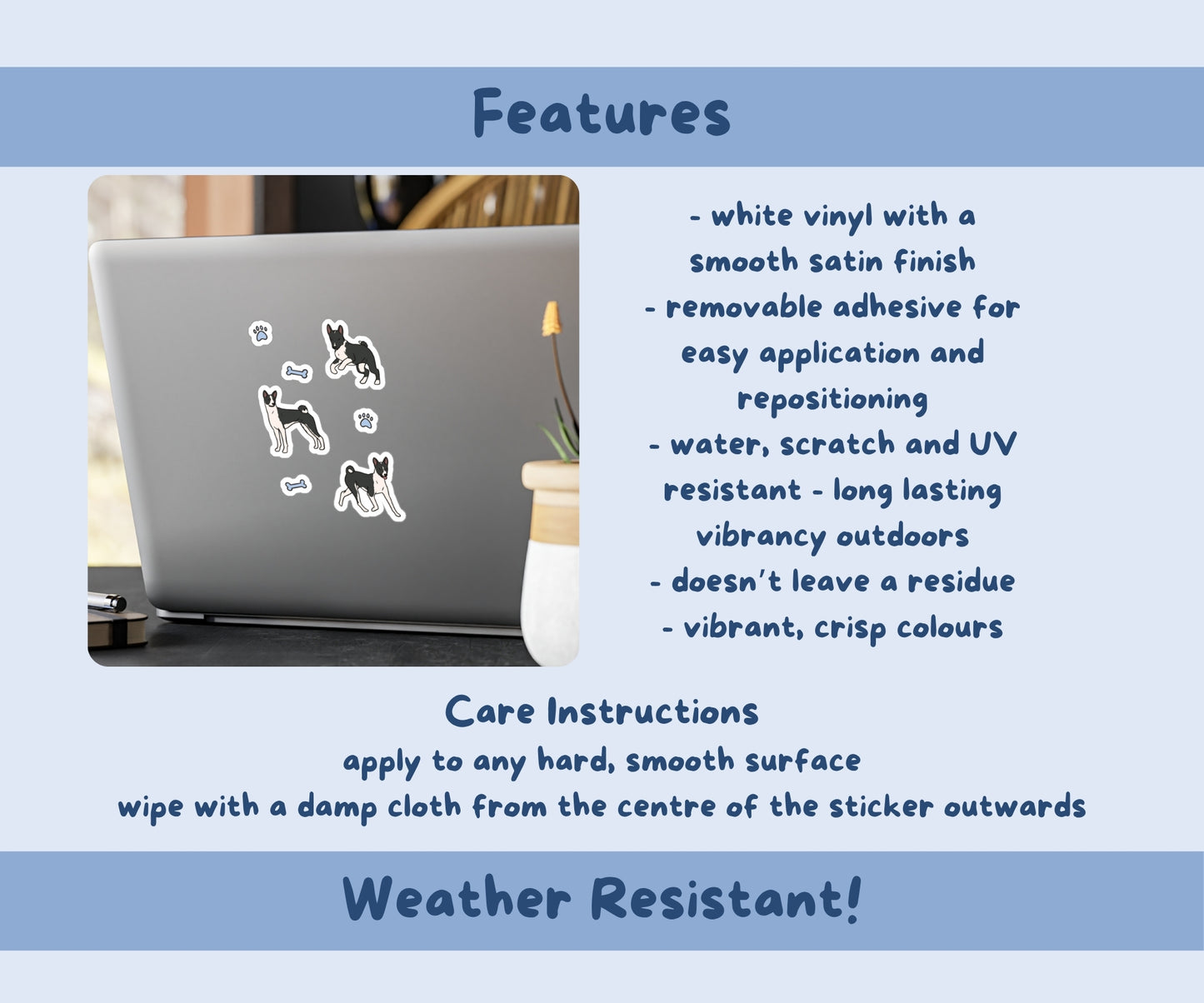 Basenji Sticker Sheet | Black & White Basenji Dog Kiss-Cut Stickers