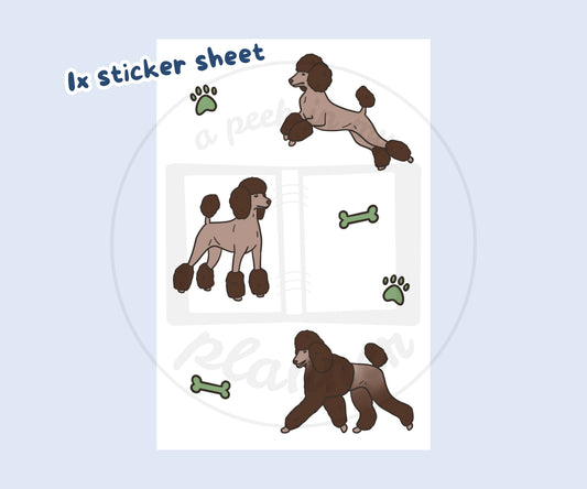 Chocolate Poodle Sticker Sheet | Poodle Dog Kiss-Cut Stickers