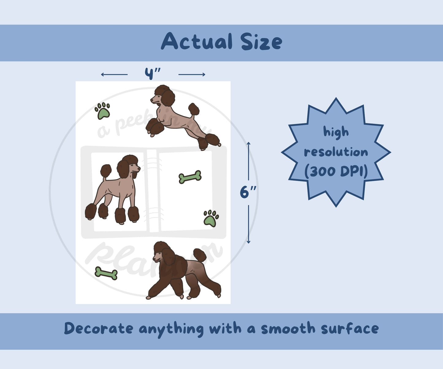 Chocolate Poodle Sticker Sheet | Poodle Dog Kiss-Cut Stickers