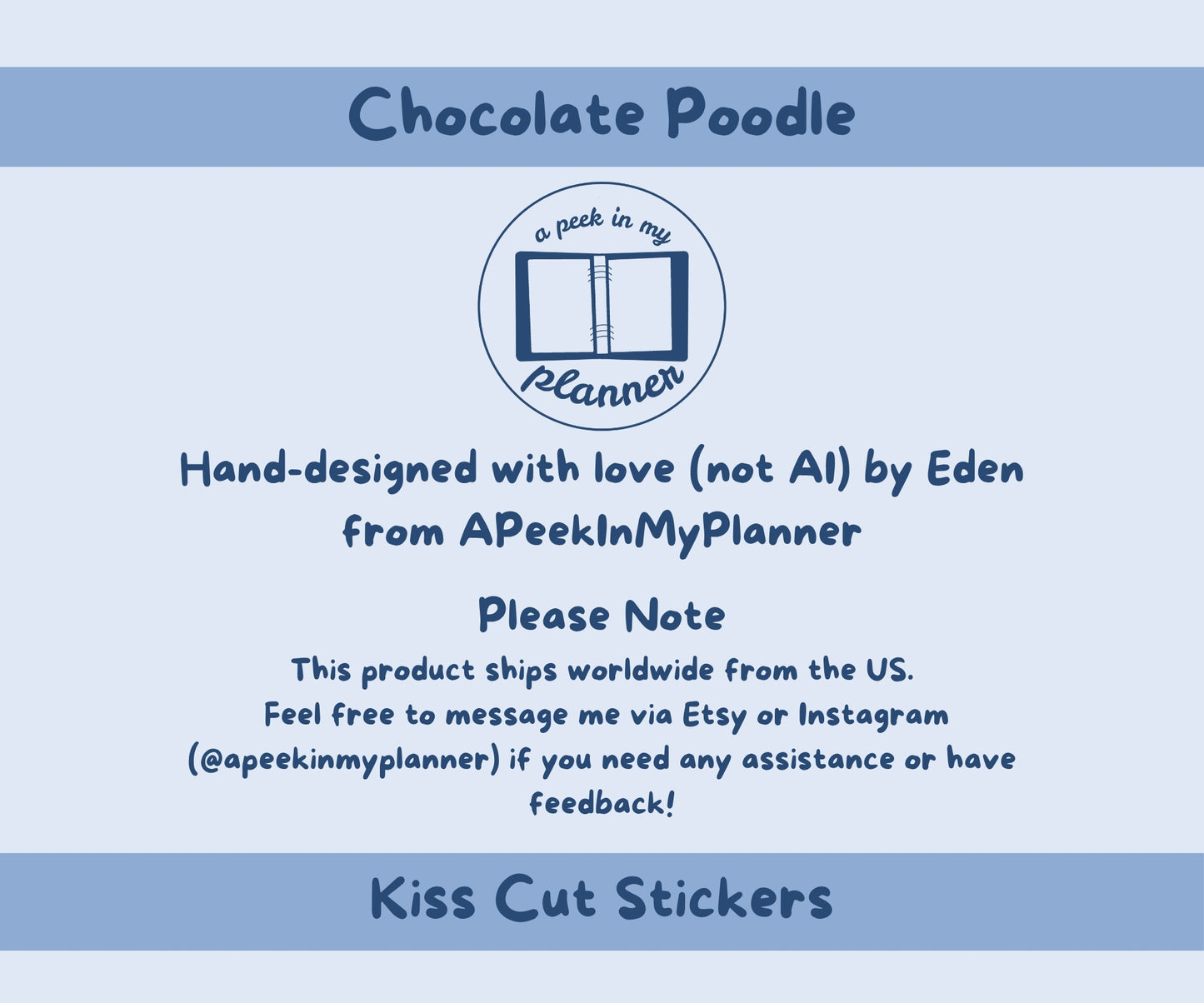 Chocolate Poodle Sticker Sheet | Poodle Dog Kiss-Cut Stickers