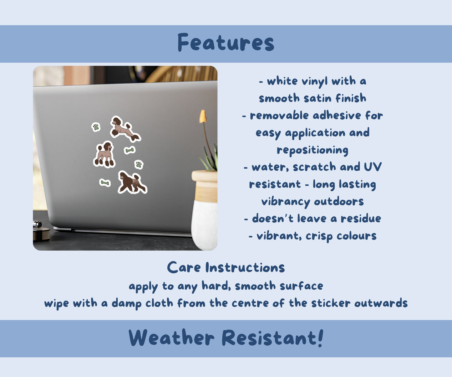 Chocolate Poodle Sticker Sheet | Poodle Dog Kiss-Cut Stickers