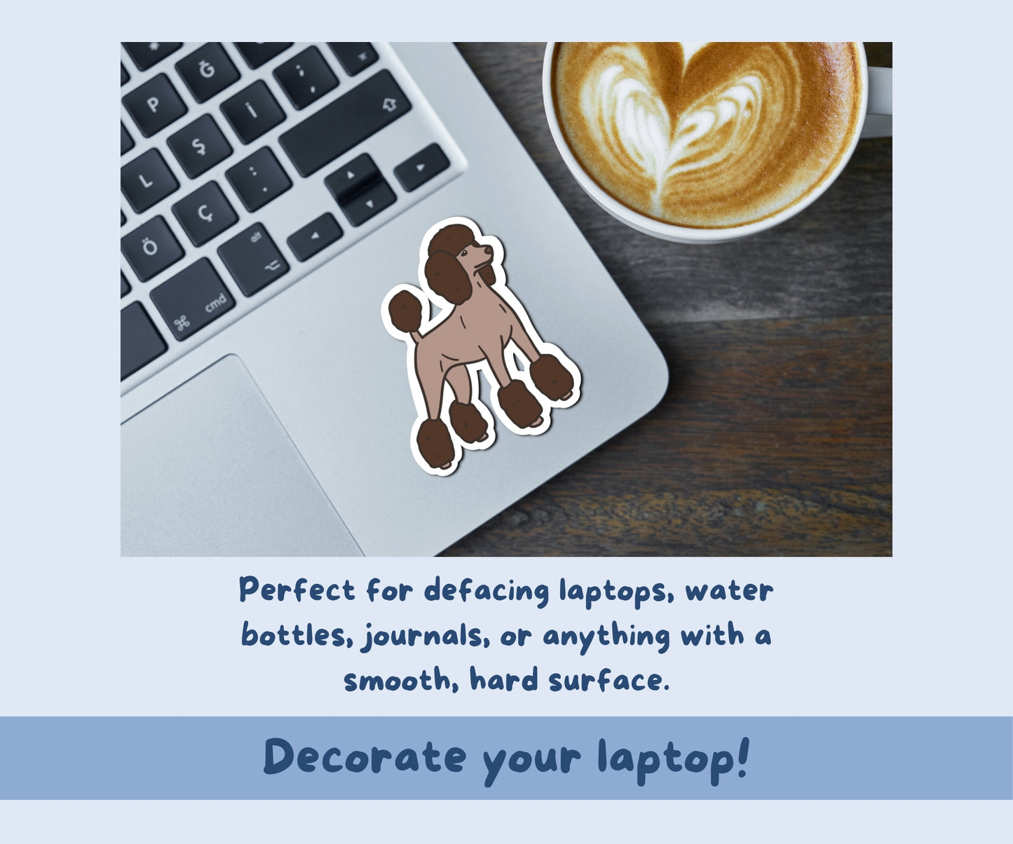 Chocolate Poodle Sticker Sheet | Poodle Dog Kiss-Cut Stickers