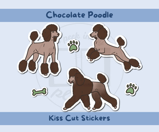Chocolate Poodle Sticker Sheet | Poodle Dog Kiss-Cut Stickers