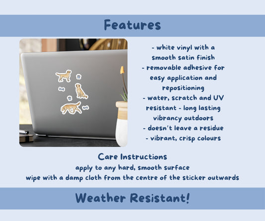Yellow Lab Sticker Sheet | Labrador Dog Kiss-Cut Stickers