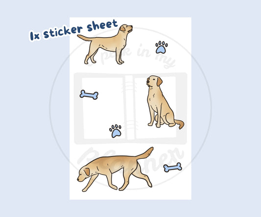 Yellow Lab Sticker Sheet | Labrador Dog Kiss-Cut Stickers