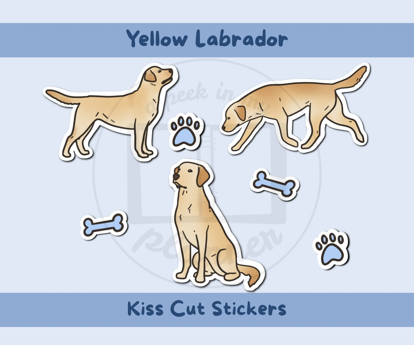 Yellow Lab Sticker Sheet | Labrador Dog Kiss-Cut Stickers