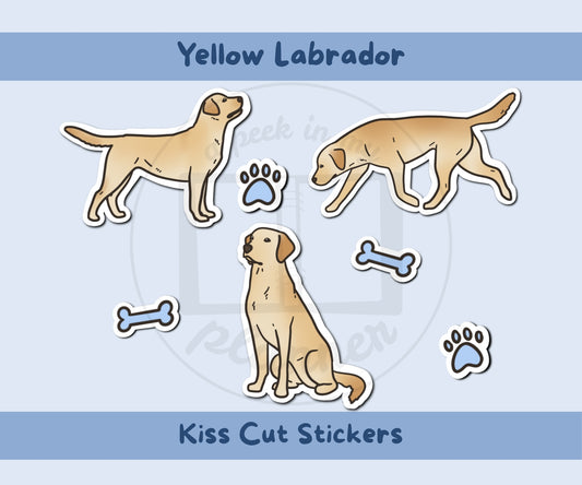 Yellow Lab Sticker Sheet | Labrador Dog Kiss-Cut Stickers