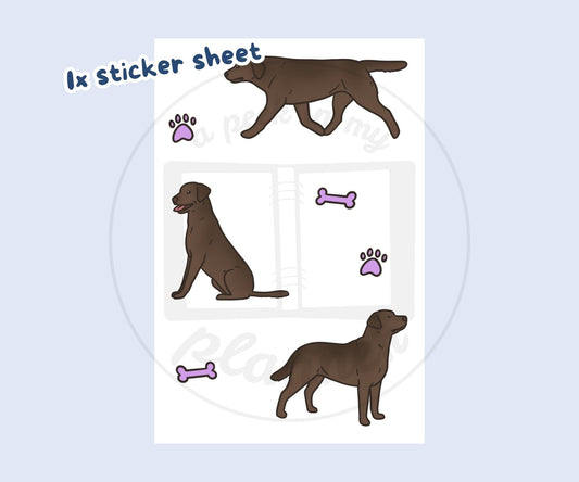 Chocolate Lab Sticker Sheet | Labrador Dog Kiss-Cut Stickers