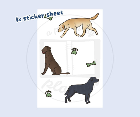 Labradors Sticker Sheet | Labrador Dog Kiss-Cut Stickers