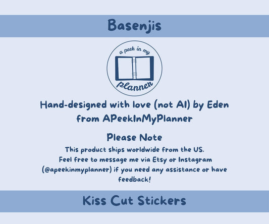 Basenjis Sticker Sheet | Basenji Dog Kiss-Cut Stickers