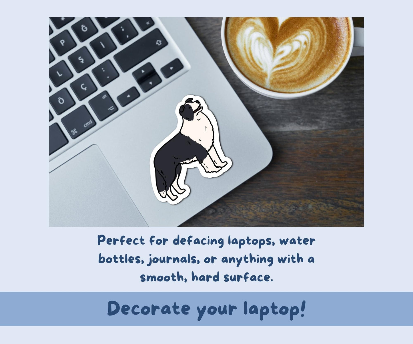 Border Collie Sticker Sheet | Black & White Collie Dog Kiss-Cut Stickers