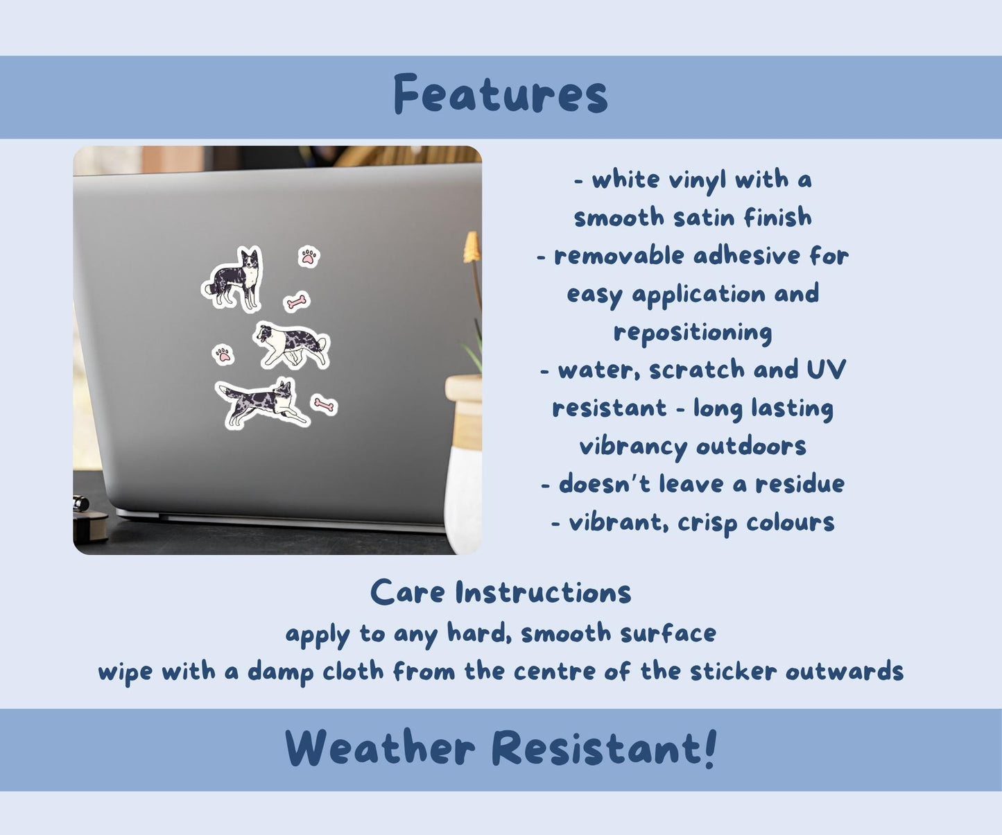 Border Collie Sticker Sheet | Blue Merle Border Collie Kiss-Cut Stickers