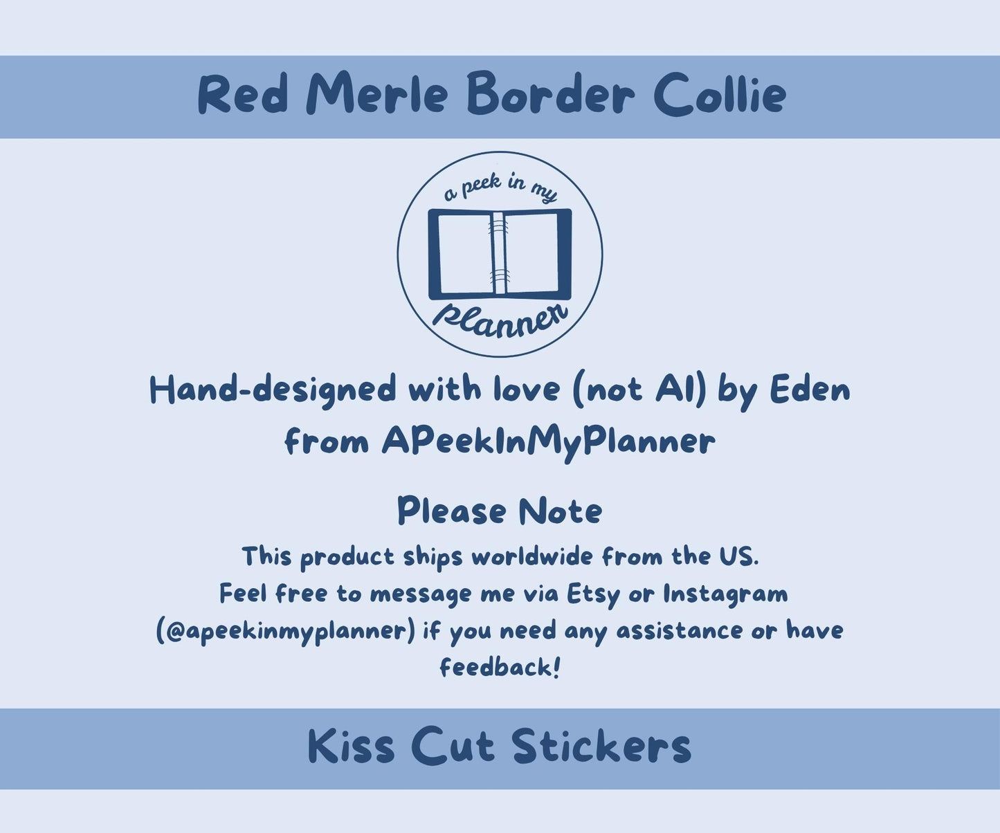 Border Collie Sticker Sheet | Red Merle Border Collie Kiss-Cut Stickers