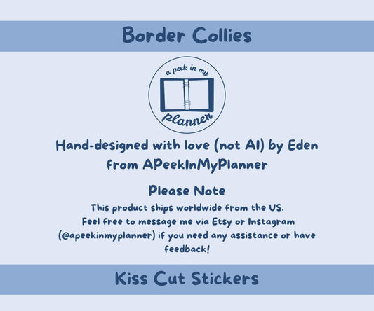 Border Collie Sticker Sheet | Mixed Border Collie Kiss-Cut Stickers