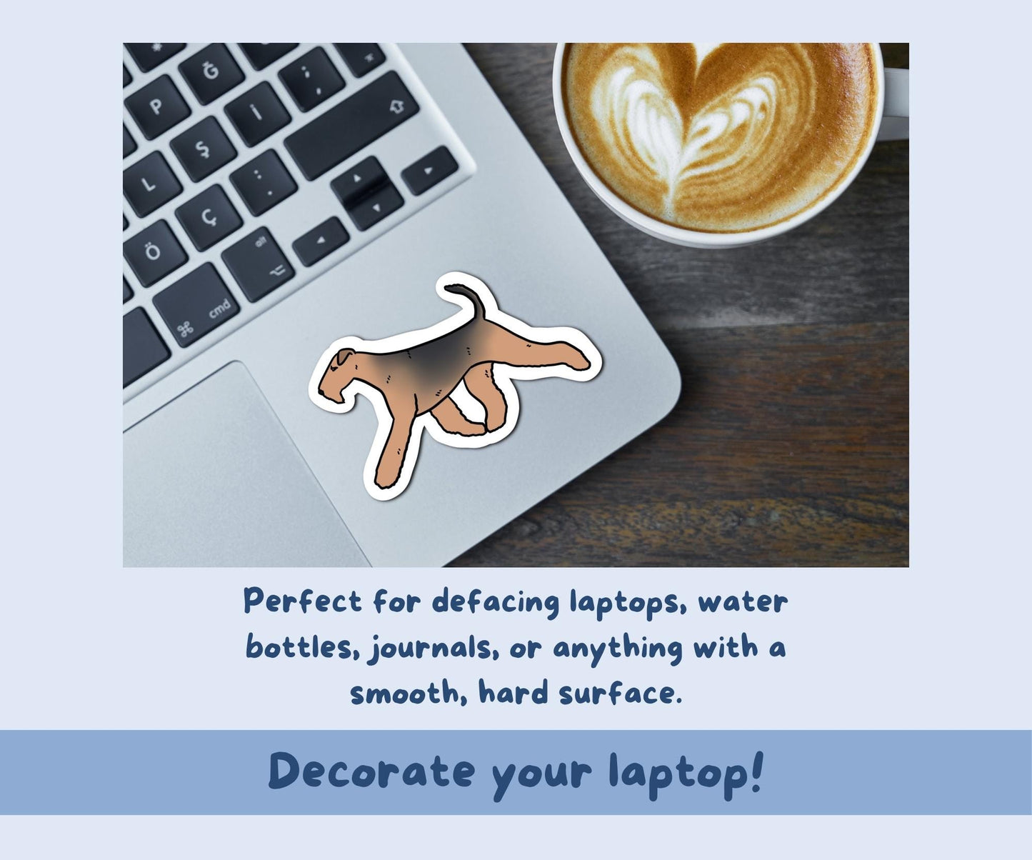 Airedale Terrier Sticker Sheet | Large Breed Terrier Kiss-Cut Stickers | Gift for Dog Lovers | Laptop, Water Bottle, Journal Decals