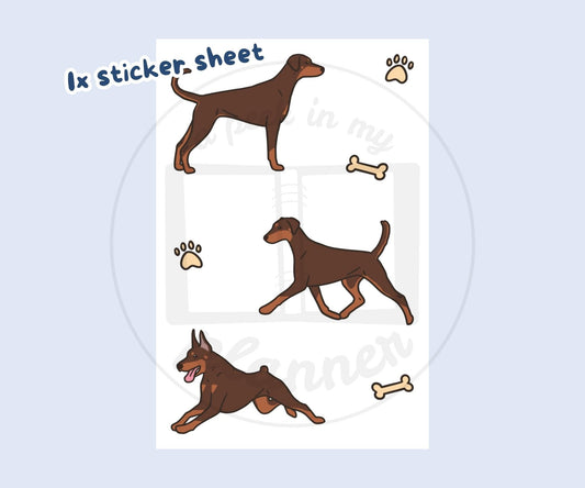 Liver Doberman Sticker Sheet | Liver and Tan Doberman Dog Kiss-Cut Stickers