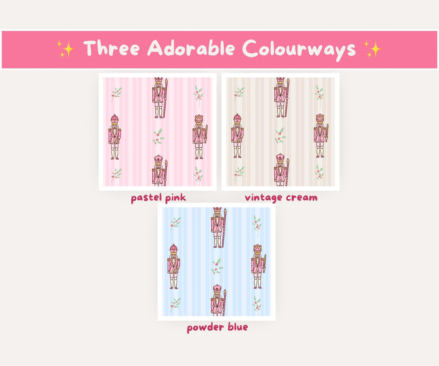 Pink Nutcracker Seamless Pattern | Nutcracker Dreams Christmas Ballet Design