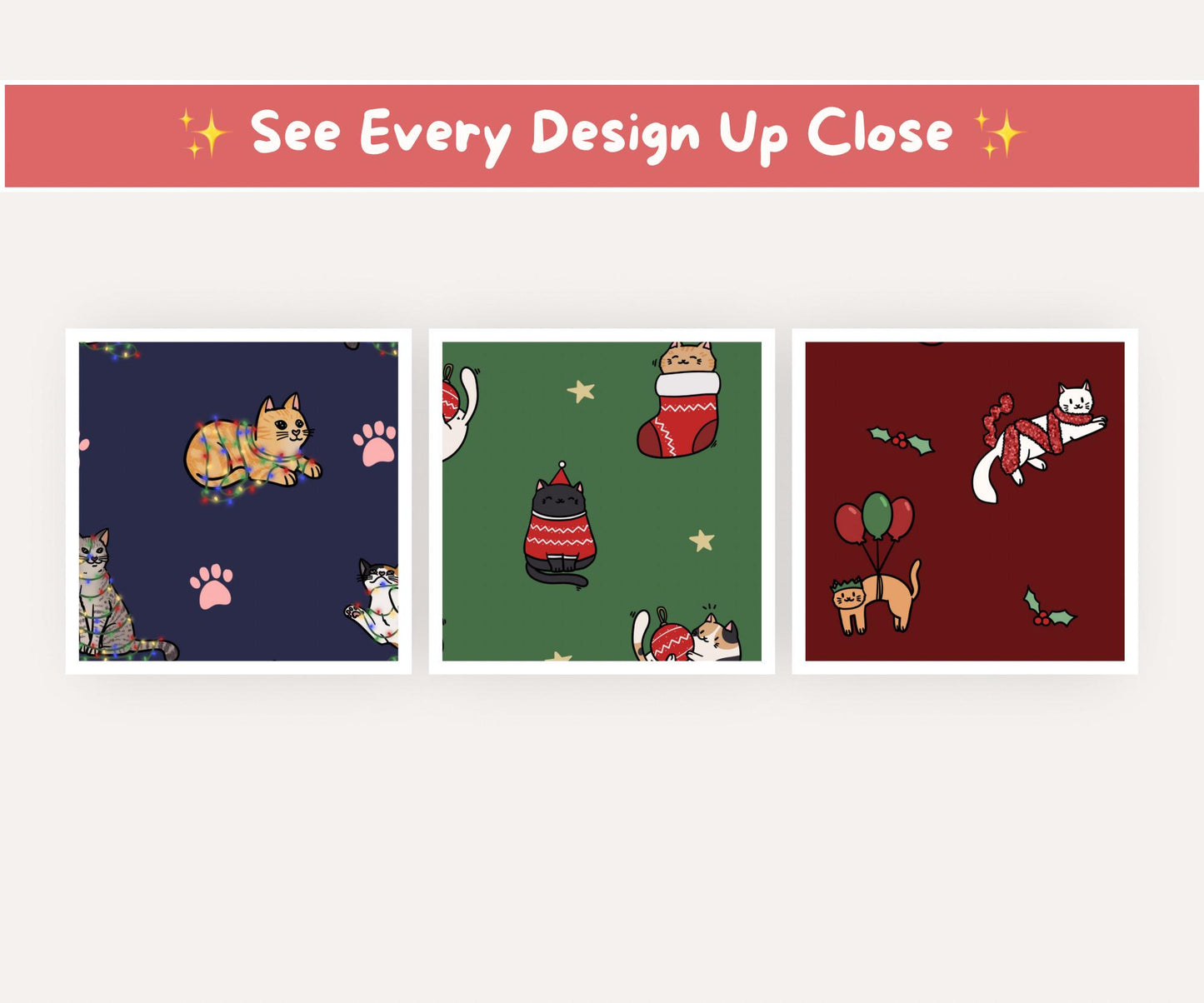 Festive Felines Seamless Pattern Bundle | 24 Patterns | Christmas Cats