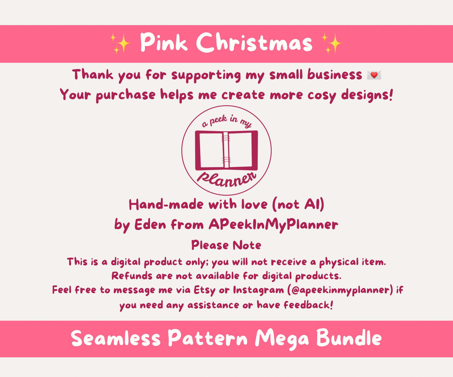Pink Christmas Seamless Pattern Mega Bundle | 30 Designs, Over 200 Files