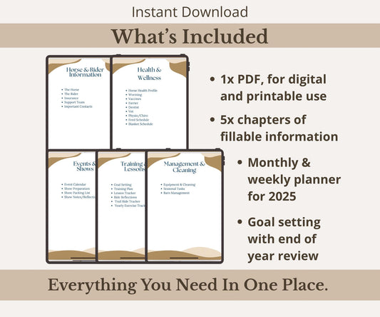 Complete 2025 Equestrian Journal | Digital & Printable | A4 or A5