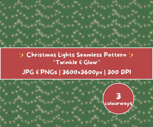 Twinkling Christmas Lights Seamless Pattern | Cozy Fairy Lights