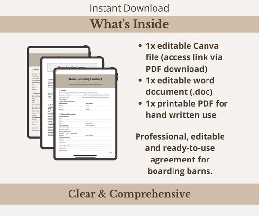 Horse Boarding Contract Template
