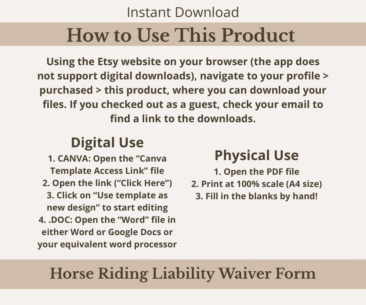 Horse Riding Liability & Risk Waiver Form Template