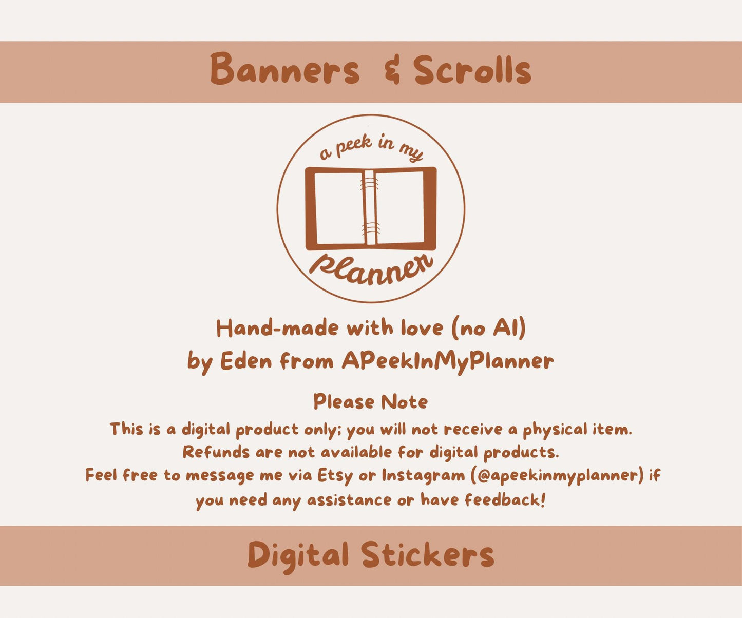 Banners and Scrolls Digital Stickers | 104 PNGs & PDF Sticker Sheets