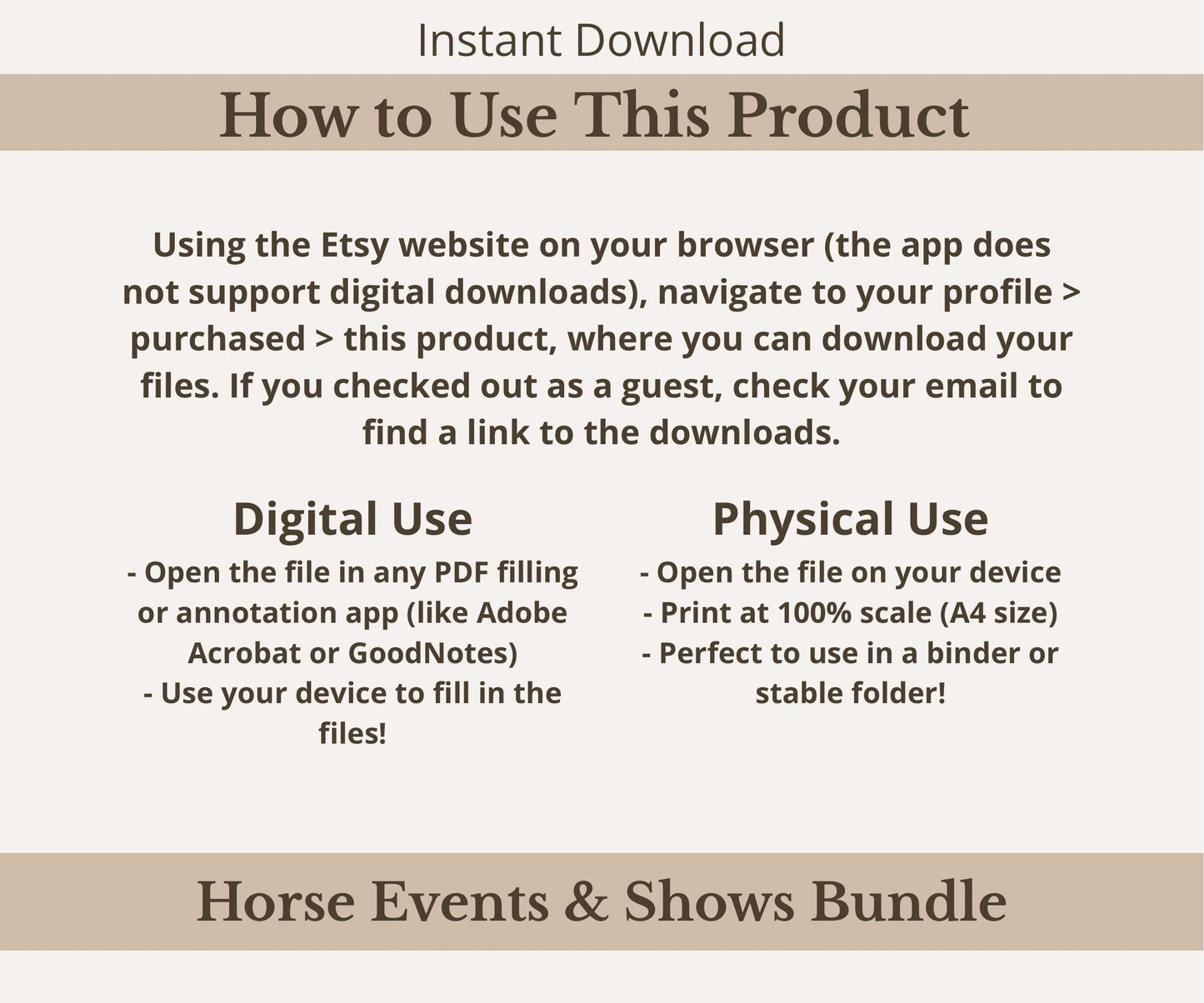Horse Events & Shows Planner Bundle