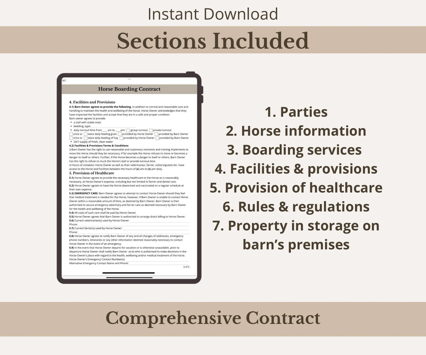 Horse Boarding Contract Template