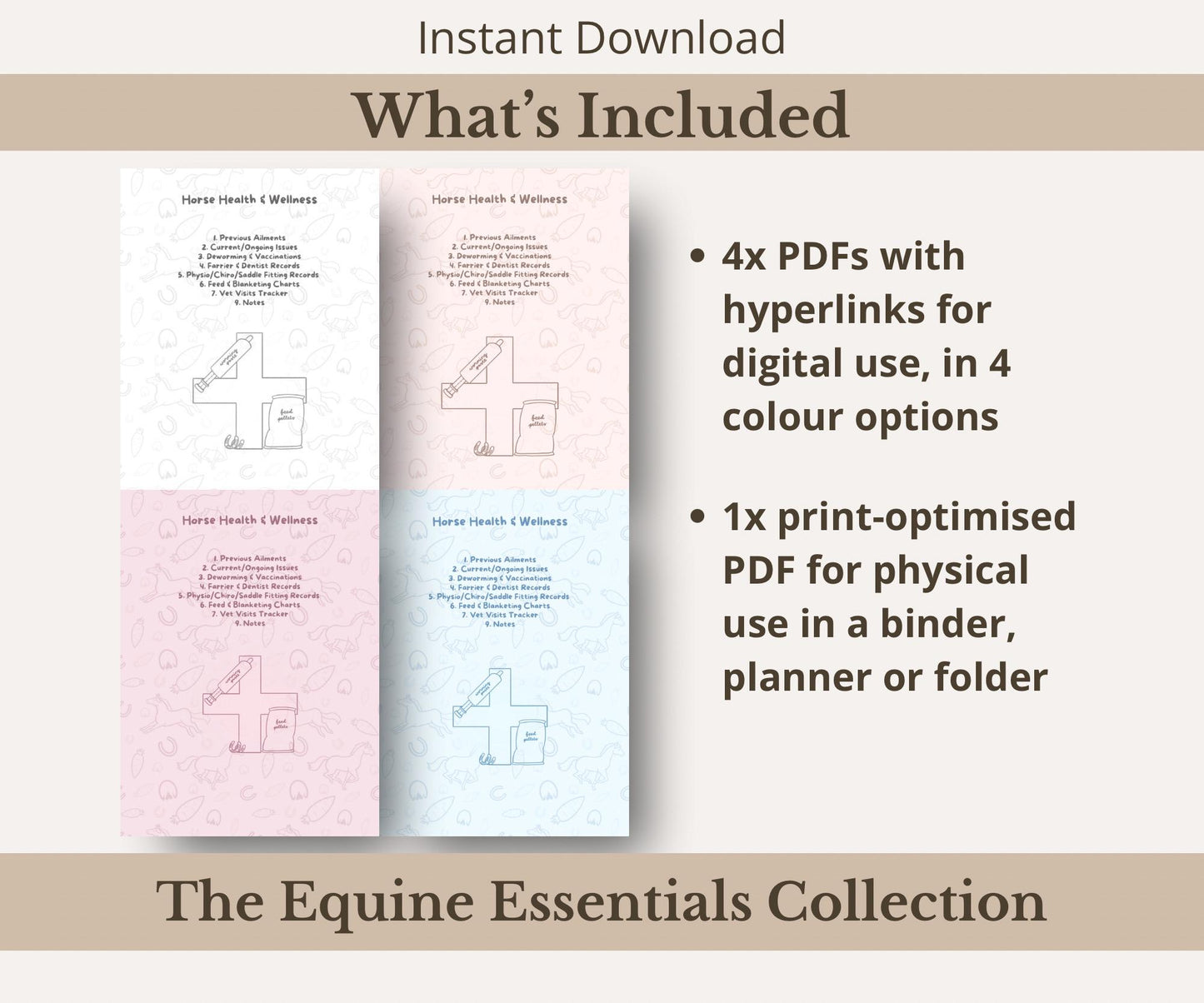 Horse Health Tracker Bundle | Equine Wellness Charts