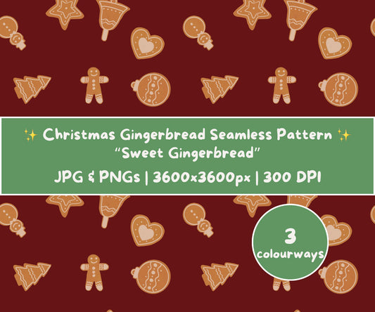 Sweet Gingerbread Seamless Pattern | Cute Gingerbread Cookies